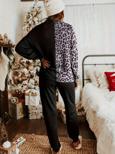 Leopard Round Neck Sweatshirt and Pants Lounge Set OutfitFlow